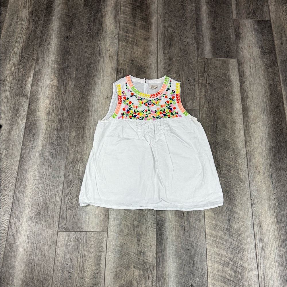 J.crew White Embroidered Tank Top